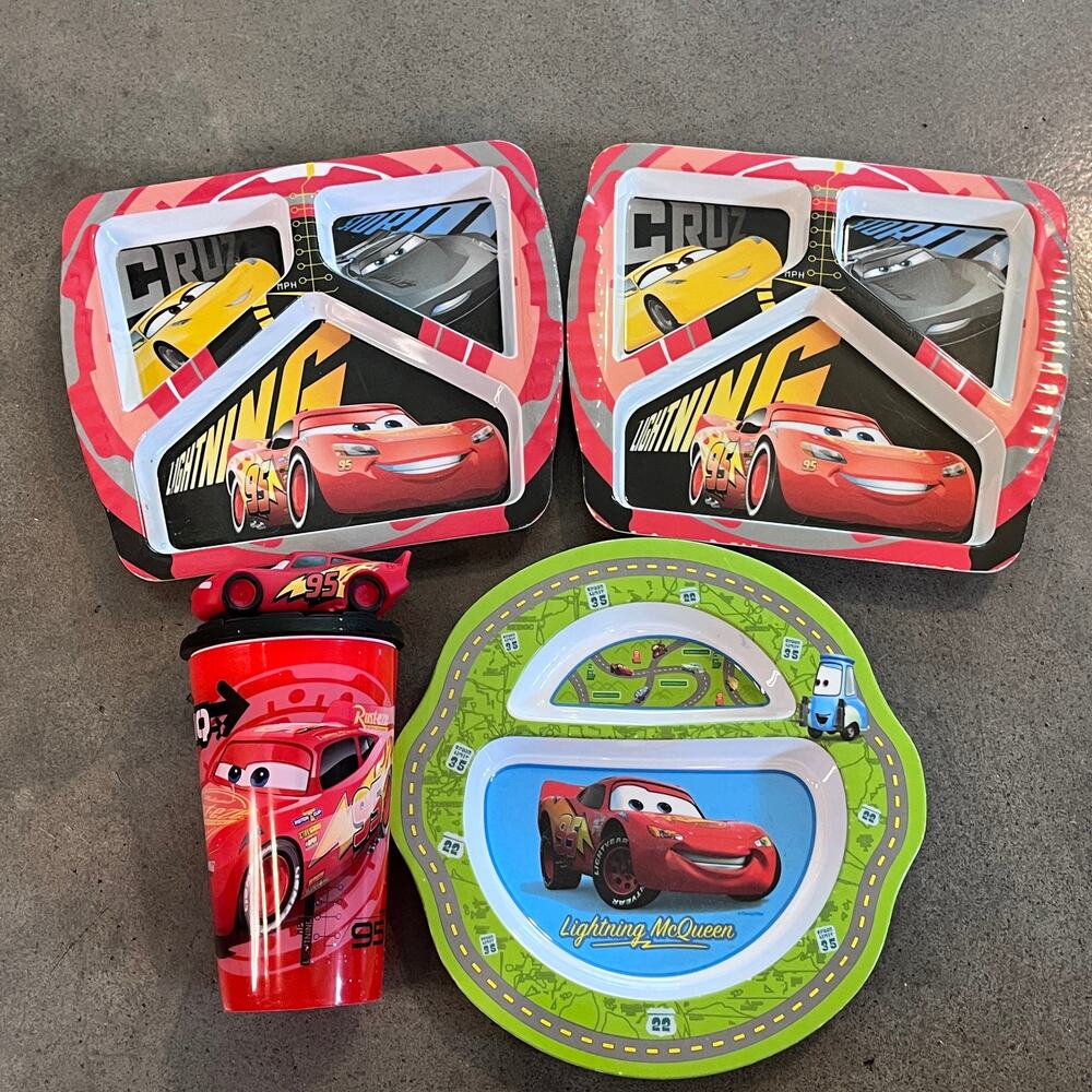 Disney Pixar Cars toddler plates ZAK cup drink ware eating set bundle